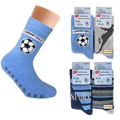 4 Paar Jungen Thermo Socken mit ABS | Kinder Vollfrottee Strümpfe
