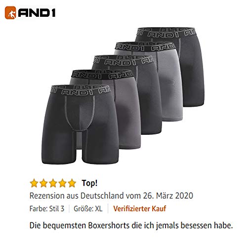 AND1 Sport Boxershorts 5er Pack Unterwäsche Herren Unterhosen Männer Retroshorts Boxer Brief Sportunterwäsche Retro Pants - Palleon