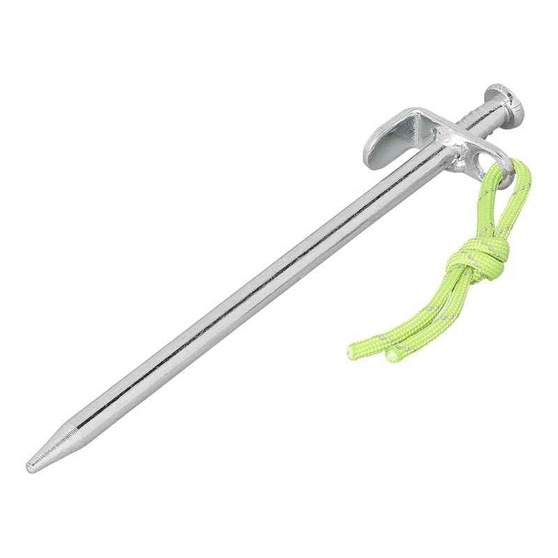 Multibros Felsbodenheringe 20 / 30 / 40 cm – 12 Stück – Verzinkter Stahl Ø9 mm mit L-Haken & Fluorleine – Heavy Duty Zeltheringe für harten Boden, Camping, Zelte, Pavillons, Bodenanker