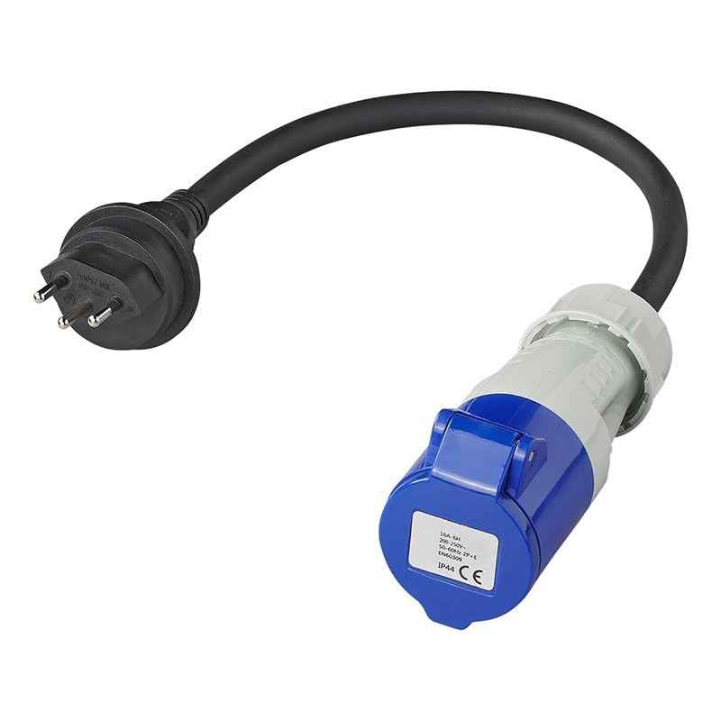 Multibros CEE Adapterkabel 40cm 3x2,5mm² | Schweizer Stecker zu CEE | H07RN-F Neoprenkabel | 10A, IP44, Temperaturbeständig -35°C bis +50°C