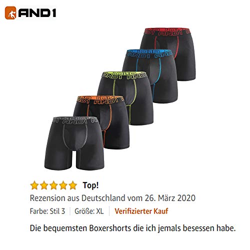 AND1 Sport Boxershorts 5er Pack Unterwäsche Herren Unterhosen Männer Retroshorts Boxer Brief Sportunterwäsche Retro Pants - Palleon