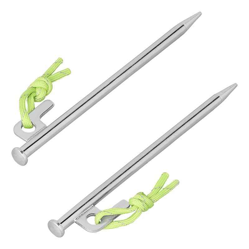Multibros Felsbodenheringe Heavy Duty 12er Set – 20 / 30 / 40 cm – Ø9 mm – Verzinkter Stahl mit P-Haken & Leuchtleine – Zeltheringe für harten Boden, Camping, Zelte, Pavillons, Bodenanker