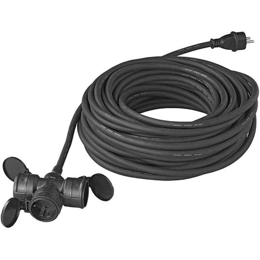 Multibros Schuko Steckdosenleiste 3-Fach – 10 m oder 20 m – 230V / 16A – Neoprenkabel 3x2,5mm² – IP44 – wetterfest & robust – für Outdoor, Baustelle, Garten, Camping, Wohnwagen oder Wohnmobil (20m)