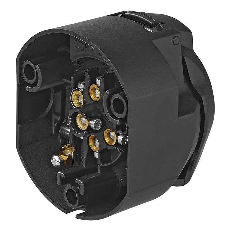 Multibros 7+1-polige Steckdose – PVC Anhängersteckdose mit Nebelschlussleuchten-Abschaltung – Typ N, ISO 1724 – Ideal für Pkw, Anhänger & Fahrradträger