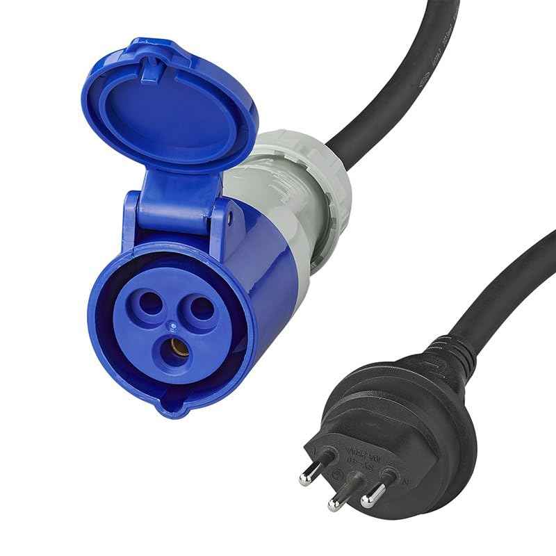 Multibros CEE Adapterkabel 40cm 3x2,5mm² | Schweizer Stecker zu CEE | H07RN-F Neoprenkabel | 10A, IP44, Temperaturbeständig -35°C bis +50°C