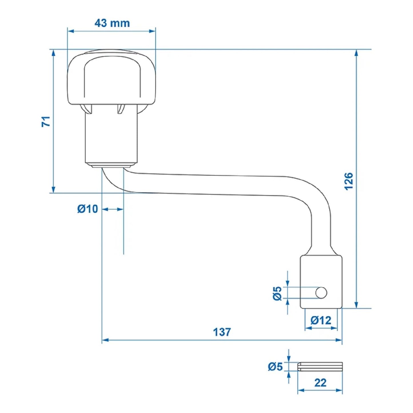 ProPlus Kurbel für Stützrad 48 mm Stahl, Zubehör für Stützrad Deichselrad 186 Gramm Hebel für Bugrad für Wohnwagen und Anhänger für die Deichsel