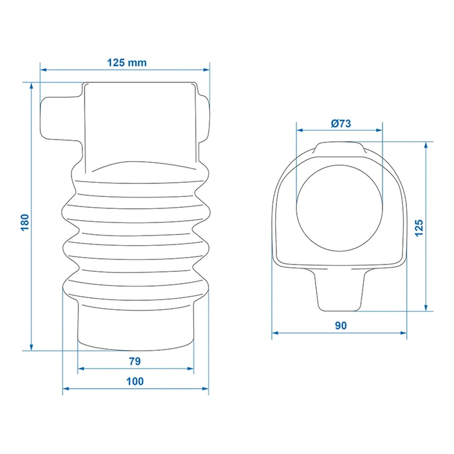 ProPlus Faltenbalg Auflaufeinrichtung passend für Williams KFG35, Länge 180 mm
