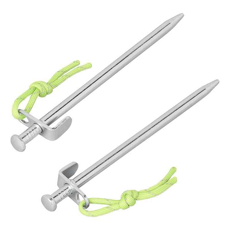 Multibros Felsbodenheringe 20 / 30 / 40 cm – 12 Stück – Verzinkter Stahl Ø9 mm mit L-Haken & Fluorleine – Heavy Duty Zeltheringe für harten Boden, Camping, Zelte, Pavillons, Bodenanker