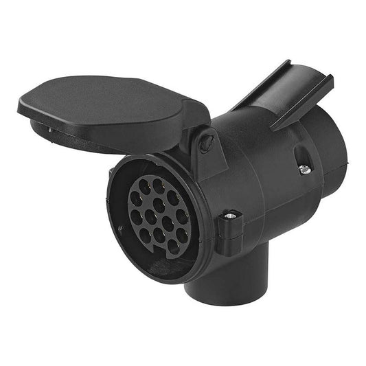 Multibros Anhänger Adapter 7- auf 13-polig mit Konstante – Kurzadapter für Anhängerkupplung – CEE Steckadapter für Pkw, Wohnwagen & Anhänger