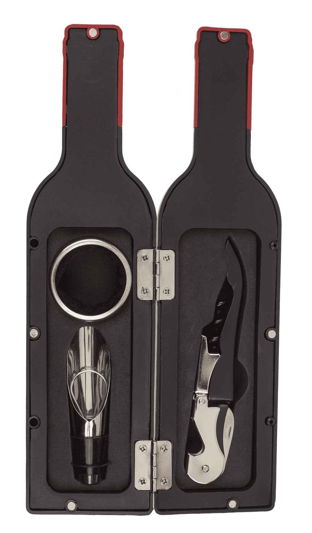 Palleon Weinflaschen-Set 5-teilig – Weinzubehör in Weinflaschen-Design | Korkenzieher, Ausgießer, Tropfring & Verschluss | Sommelier Set in Geschenkverpackung