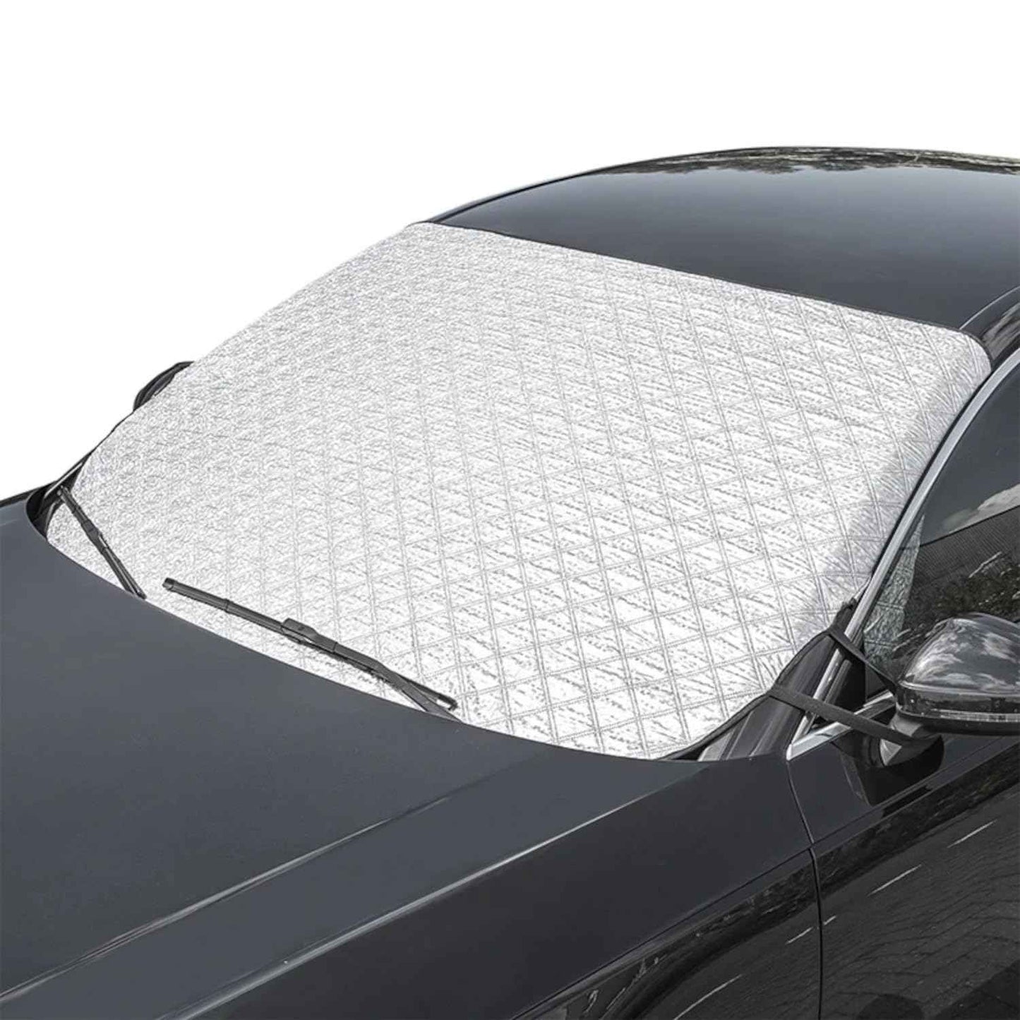 Windschutzscheibe Abdeckung Premium 94x144,5cm Auto Scheibenabdeckung mit 2 Gummibändern - Die Frontscheibenabdeckung Frost - Schnee - EIS etc. Seitenklappenlänge von 27 cm