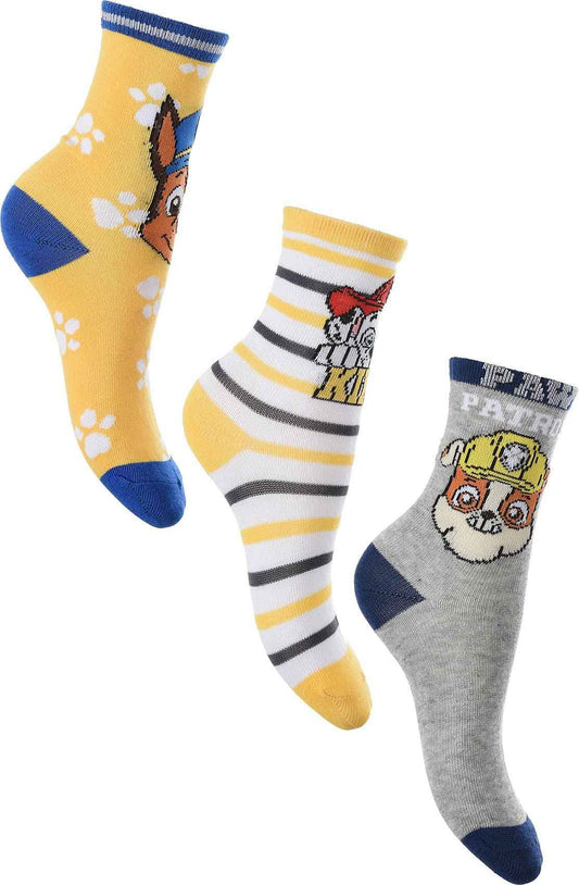 Paw Patrol Jungen Chaussant Pack 3 CHAUSSETTEN 70% CO 18% PE, Multicolore, 34 cm