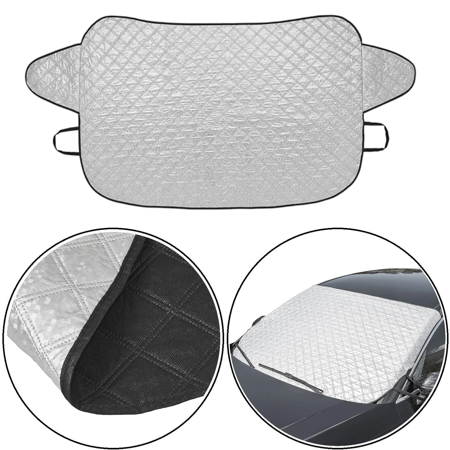 Windschutzscheibe Abdeckung Premium 94x144,5cm Auto Scheibenabdeckung mit 2 Gummibändern - Die Frontscheibenabdeckung Frost - Schnee - EIS etc. Seitenklappenlänge von 27 cm