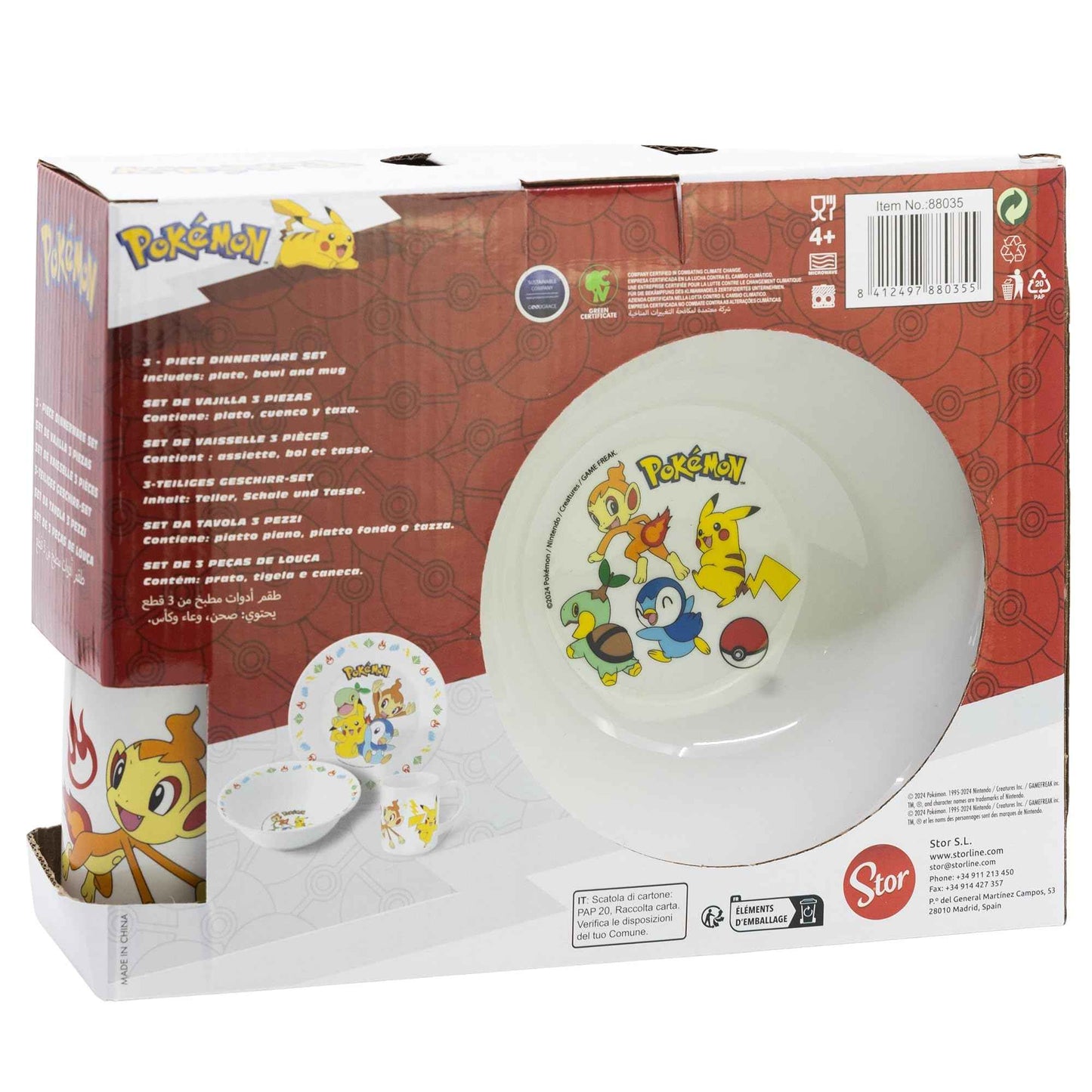 3-teiliges Keramik-Snack-Set (Teller, Schüssel, Tasse) in Geschenkbox Pokemon Happy Fun