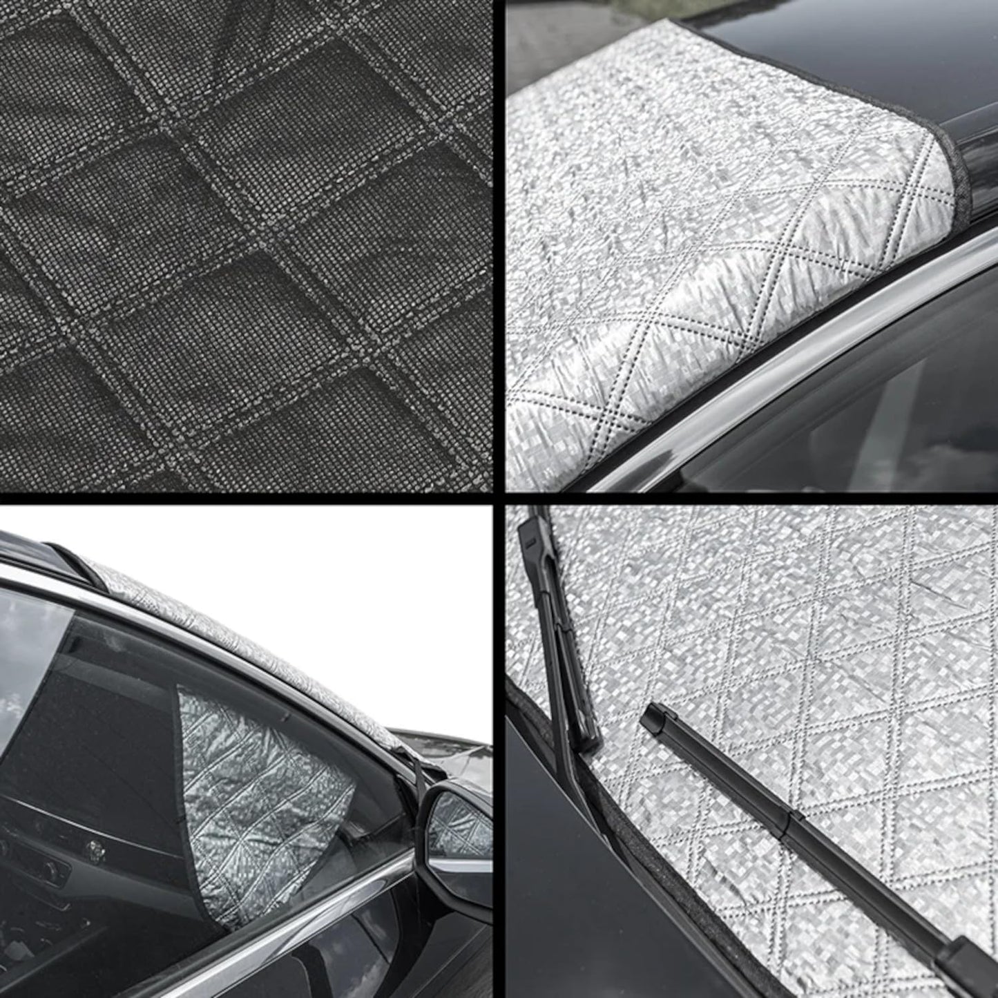 Windschutzscheibe Abdeckung Premium 94x144,5cm Auto Scheibenabdeckung mit 2 Gummibändern - Die Frontscheibenabdeckung Frost - Schnee - EIS etc. Seitenklappenlänge von 27 cm