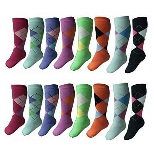 12 Paar Mädchen Kniestrümpfe Kinder Strümpfe karo | unifarben