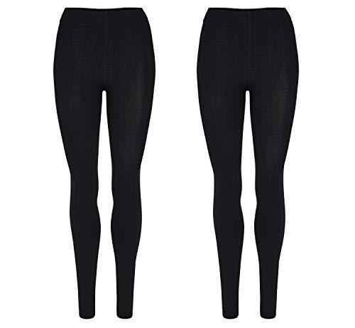 2er Pack Damen Thermo Leggings mit Innenfleece weich | warm | schwarz Thermoleggings