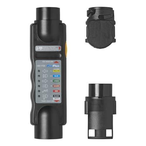 Anhängerbeleuchtung Testen Gerät 7-Polig 13-Polig Anhängersteckdose Camping Lichttester Messgerät Camper Zugfahrzeug Prüf-/Testgerät Anhänger 12V Stecker Steckdose KFZ PKW Fahrzeug Prüfgerät mit 2 Adapter Pol Dose Lichttester Licht Tester Trailer Wohnwage