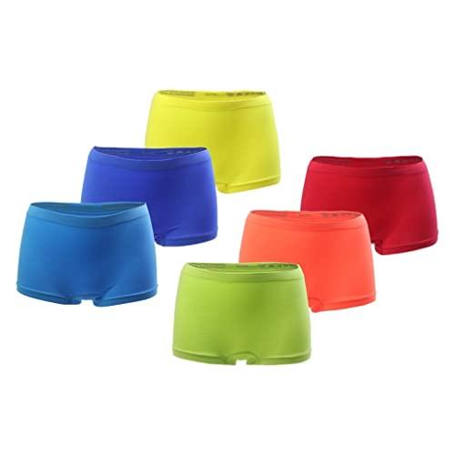 6er Pack Damen Pantys | Frauen Microfaser Hipster Hotpants Unterhose Slip Mehrfarbig S-M