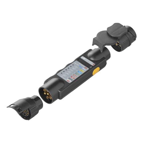 Anhängerbeleuchtung Testen Gerät 7-Polig 13-Polig Anhängersteckdose Camping Lichttester Messgerät Camper Zugfahrzeug Prüf-/Testgerät Anhänger 12V Stecker Steckdose KFZ PKW Fahrzeug Prüfgerät mit 2 Adapter Pol Dose Lichttester Licht Tester Trailer Wohnwage
