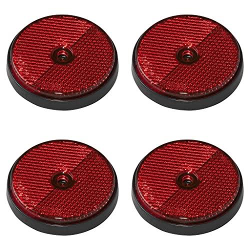 4 Stück Rückstrahler rot rund Anhänger Katzenauge Reflektor LKW Wohnwagen PKW 60mm - Palleon