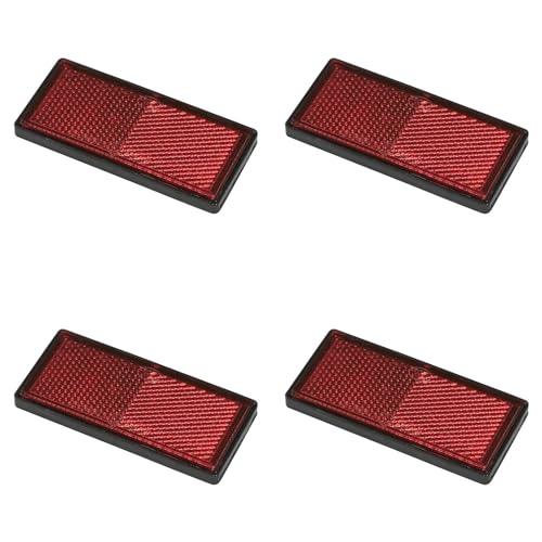 4er Pack Reflektoren rot eckig selbstklebend mit Grundplatte für mehr Sicherheit im Straßenverkehr - E4-geprüft, 85x39mm - Palleon