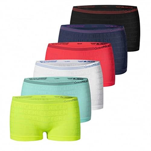 6er Pack Damen Pantys | Frauen Microfaser Hipster Hotpants Unterhose Slip Mehrfarbig 2 L-XL