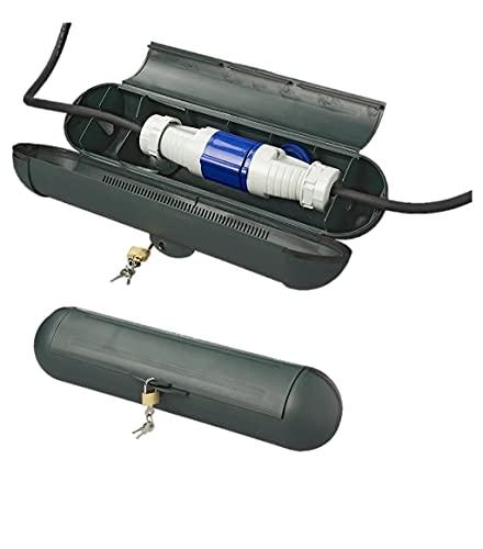 2 Stück Sicherheitsbox für CEE oder Schuko Stecker Outdoor Safebox Schutzbox für Kabel Kabelverbinder Grün CEE Stecker