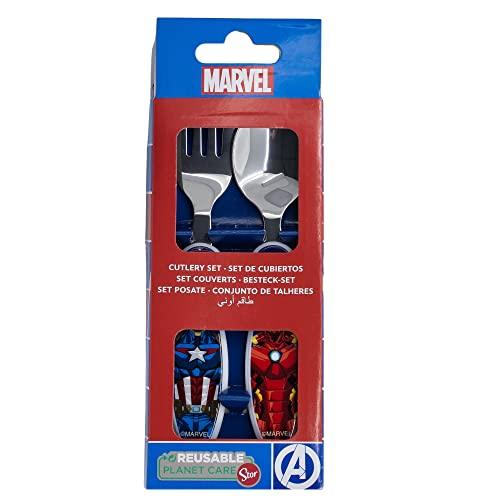 2 TLG. Avengers Kinderbesteck Gabel + Löffel Boller Schäfle, Kopf aus Edelstahl - Palleon