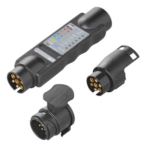 Anhängerbeleuchtung Testen Gerät 7-Polig 13-Polig Anhängersteckdose Camping Lichttester Messgerät Camper Zugfahrzeug Prüf-/Testgerät Anhänger 12V Stecker Steckdose KFZ PKW Fahrzeug Prüfgerät mit 2 Adapter Pol Dose Lichttester Licht Tester Trailer Wohnwage