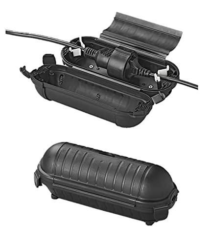 2 Stück Sicherheitsbox für CEE oder Schuko Stecker Outdoor Safebox Schutzbox für Kabel Kabelverbinder Schwarz Schuko Stecker