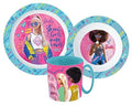 Kinder-Geschirr Set mit Teller, Müslischale und Tasse | Jungen und Mädchen Geschirrset (wiederverwendbar) Barbie