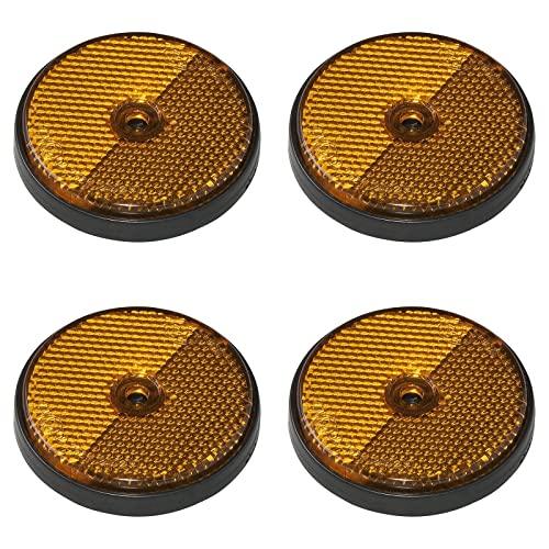 4 Stück Rückstrahler orange rund Anhänger Katzenauge Reflektor LKW Wohnwagen PKW 60mm - Palleon