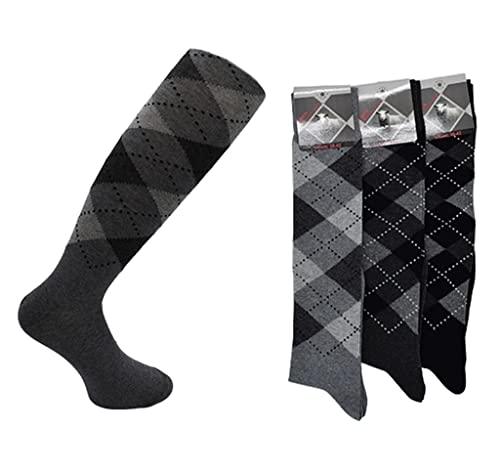 6 Paar Herren Kniestrümpfe | Männer Herbst Winter karo Socken lang karo 39-42