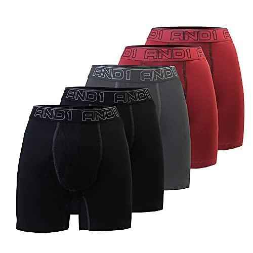 AND1 Sport Boxershorts 5er Pack Unterwäsche Herren Unterhosen Männer Retroshorts Boxer Brief Sportunterwäsche Retro Pants