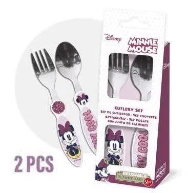Palleon 2 TLG. Minnie Kinderbesteck Gabel + Löffel Boller Schäfle, Kopf aus Edelstahl - Palleon