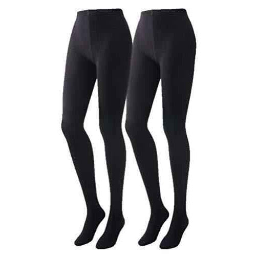 2er Pack Damen Baumwoll Strickstrumpfhosen | blickdicht | schwarz