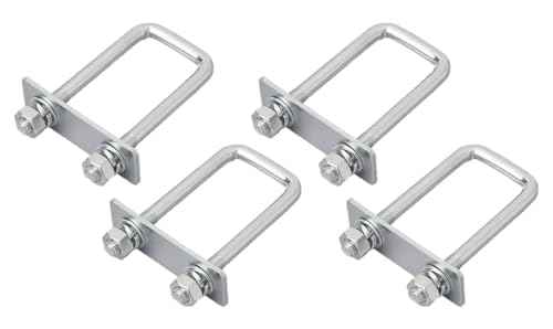 Multibros 4er Set U-Bügel 40mm eckig | M10 Gewinde | 110mm Länge | Verzinkte U-Halterung für Rohre, Profile, Schläuche & Zurrpunkte | Robuste Befestigung für Anhänger, Werkstatt & Heimwerker