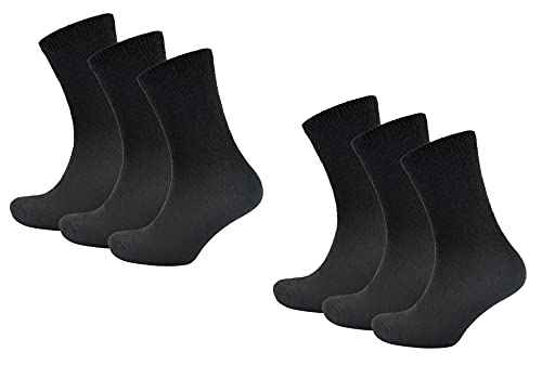 Palleon 6 Paar Herren Thermo Socken Schwarz – Winterstrümpfe mit Innenfrottee – Warm & Atmungsaktiv – Komfortbund – Größe 39–46