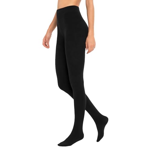 Palleon 2er Pack Damen Thermo Strumpfhosen Schwarz | Warme Winter Strumpfhosen mit Fleecefutter | Blickdicht & Elastisch