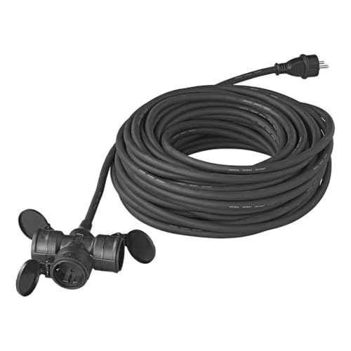 Multibros Schuko Steckdosenleiste 3-Fach – 10 m oder 20 m – 230V / 16A – Neoprenkabel 3x2,5mm² – IP44 – wetterfest & robust – für Outdoor, Baustelle, Garten, Camping, Wohnwagen oder Wohnmobil