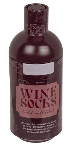 Palleon Wein Socken in Dose – 2 Paar lustige Weinsocken für Damen & Herren | Geschenkidee für Weinliebhaber | Baumwollsocken Einheitsgröße 36–42 in Metall-Dose