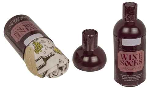 Palleon Wein Socken in Dose – 2 Paar lustige Weinsocken für Damen & Herren | Geschenkidee für Weinliebhaber | Baumwollsocken Einheitsgröße 36–42 in Metall-Dose