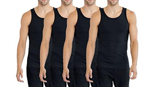 4er Pack Herren Classic Unterhemden | Männer Baumwolle Achselhemd Tank Top Schwarz 5XL