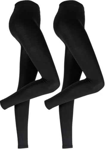 Palleon 2er Pack Damen Thermo Leggings Schwarz | Warme Winter Leggings mit Fleecefutter | Blickdicht & Elastisch