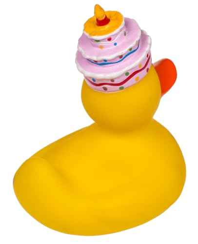 Palleon Quietscheente 10 cm – Witzige Badeente in verschiedenen Motiven (Happy Birthday, Fußball, Cowboy, Hochzeit) – Lustiges Geschenk & Deko – Quietschende Gummiente für Kinder & Erwachsene