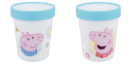 Palleon rutschfeste Peppa Becher für Kinder - 2er Set Trinkbecher aus BPA-freiem Kunststoff - 260 ml Fassungsvermögen