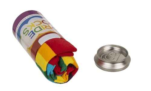 Palleon Socken in Dose – 1 Paar Socken in Metalldose | Lustige Geschenkidee für Damen & Herren | Einheitsgröße 36–42 | Prosecco Bier Pride Motiv