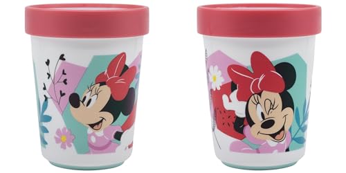 Palleon rutschfeste Minnie Becher für Kinder - 2er Set Trinkbecher aus BPA-freiem Kunststoff - 260 ml Fassungsvermögen