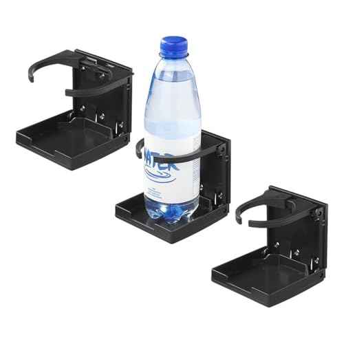 Klappbarer Getränkehalter - Einstellbarer Becherhalter für Auto, Wohnmobil & Wohnwagen | Schraub- und Klebebefestigung | Verstellbare Klammer (58-98 mm)